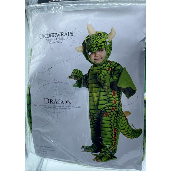 Underwraps Dragon Infant Halloween Costume Size 6-12 Months Plush Jumpsuit Hood - Picture 10 of 10